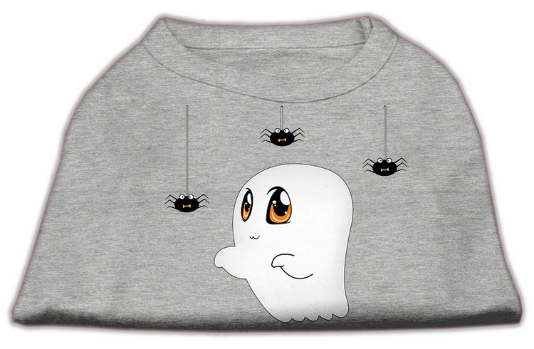 Sammy the Ghost Screen Print Dog Shirt Grey XS